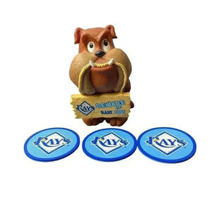 MLB TAMPA BAY  RAYS BULLDOG BEWARE OF  RAYS FANS 8” STATUTE AND COASTERS
